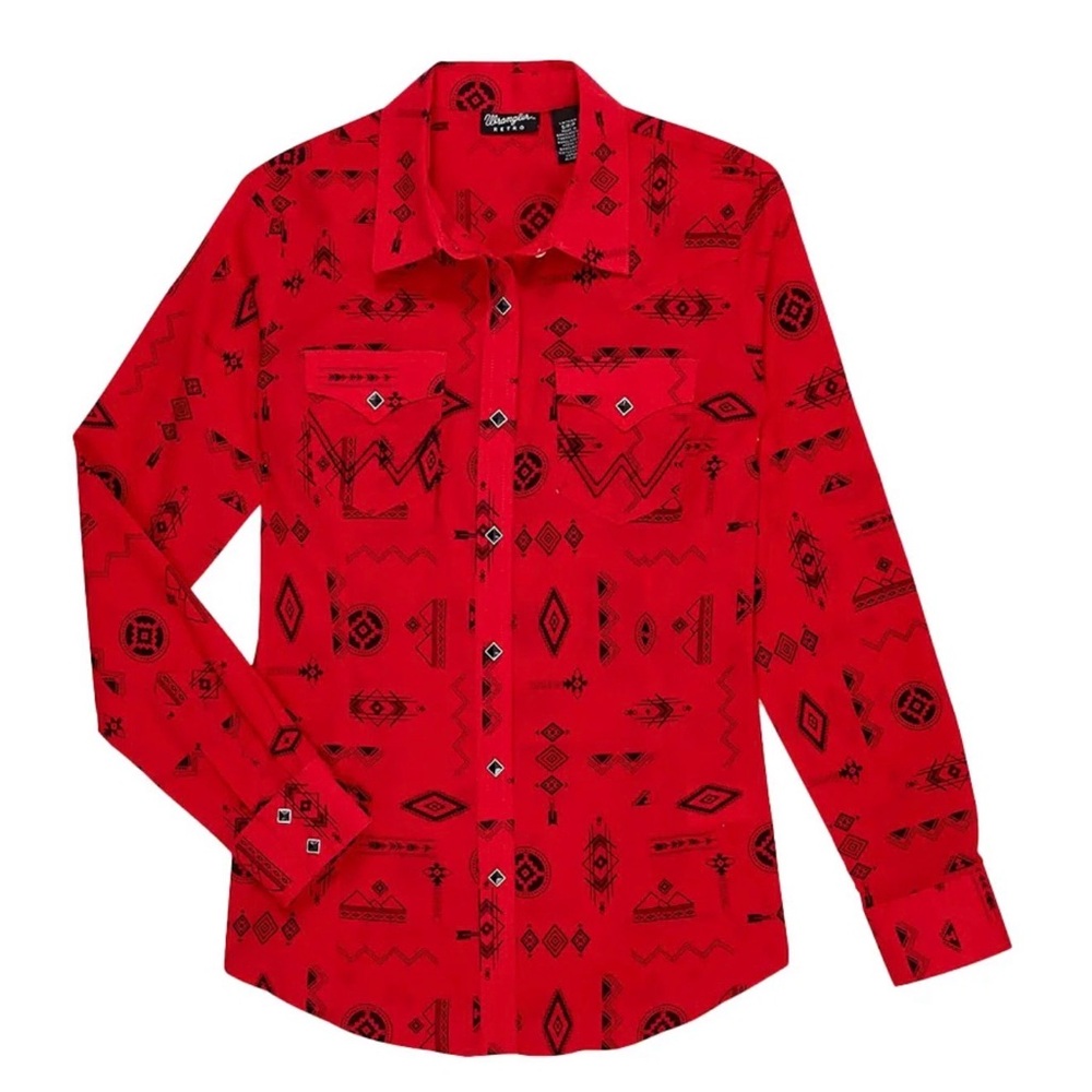 Characters)
Wrangler Retro Red Western Snap Shirt XS Aztec Long Sleeve Cowgirl